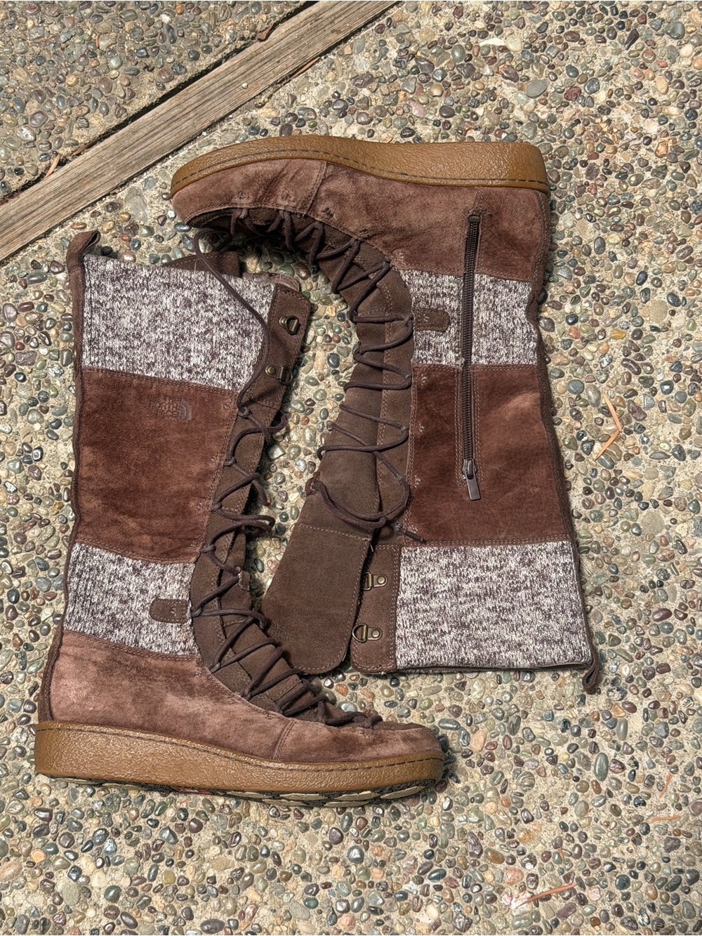 The North Face Womens Pre-owned Tall Lace-up Suede & Fabric Boots - 8.5